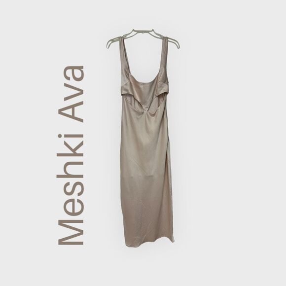 Meshki Ava Midi Dress in Tan - Picture 1 of 6